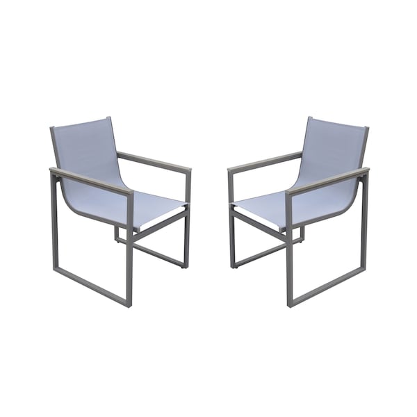 Armen Living Bistro Outdoor Patio Dining Chair in Gray Powder Coated Finish, PK2 LCBICHGR - main